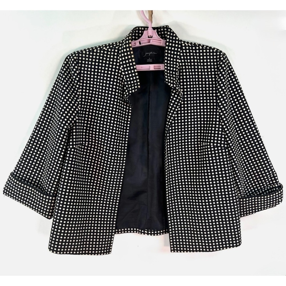 Josephine Petite Black White Polka Dot Blazer Jacket Women's Size 12P